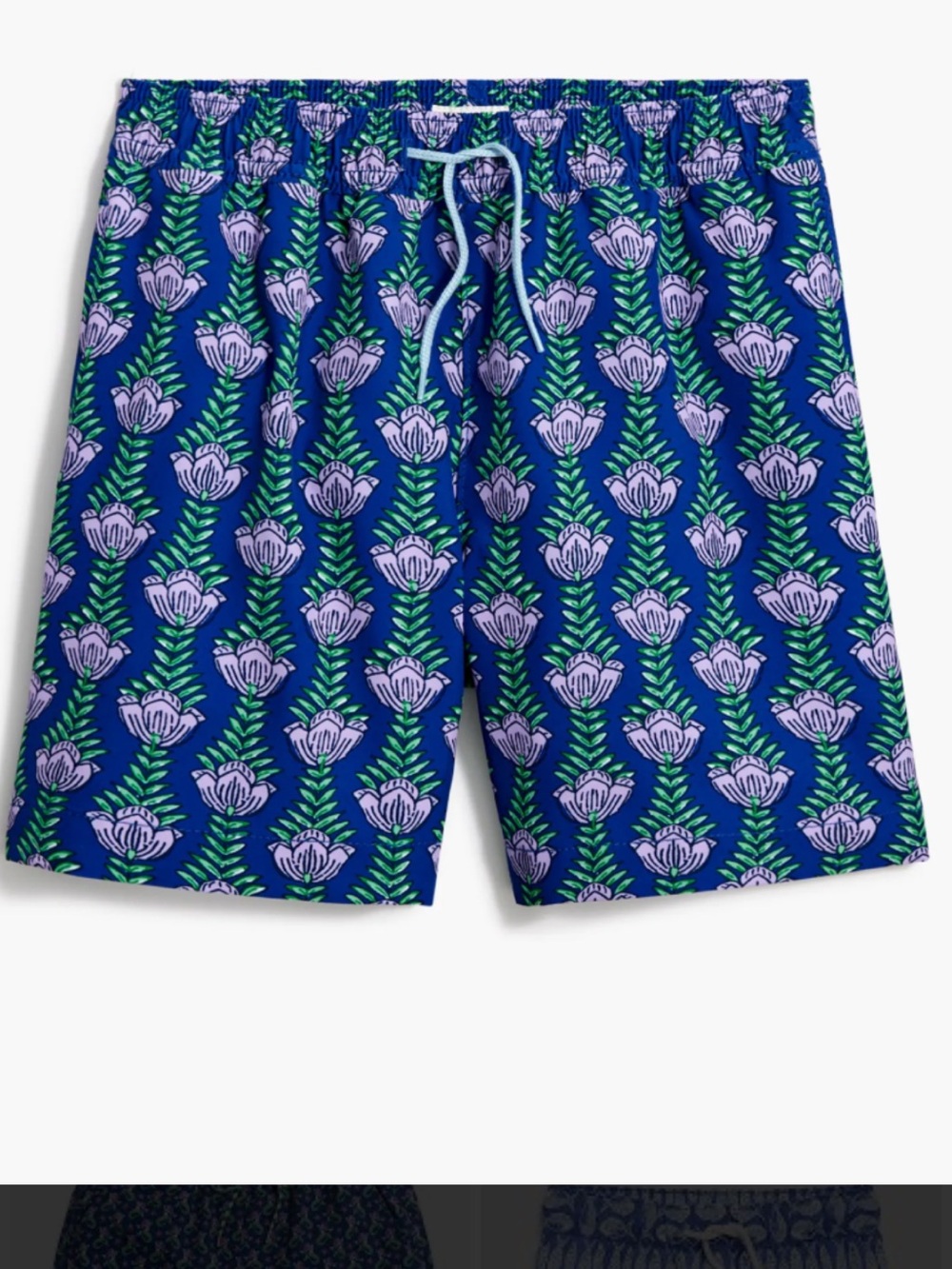 Crewcuts Blue Floral Swim Trunks with Purple and Green Pattern boys 8